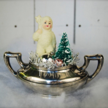 Vintage snow baby in an EPNS sugar bowl. $36 *SOLD*