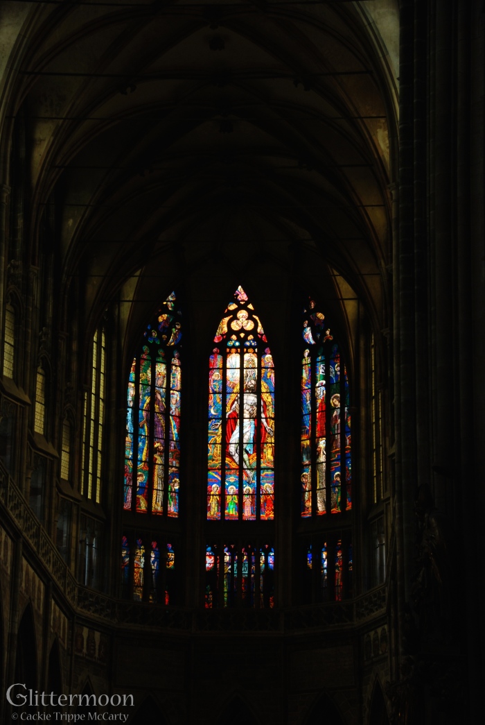 Stained glass window in St. Stephen's, Prague