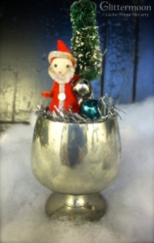 Itty bitty Lunt pewter cup with a tiny Santa and tree $22 *SOLD*